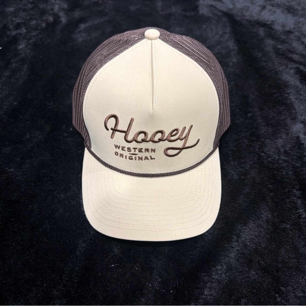 Hooey Cream and Brown Mesh-Back Trucker Hat